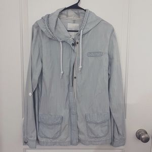 Light Weight Zip Hoodie Roll Up Sleeve